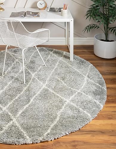 Miniatura 4 de Rugs.com Soft Touch Shag Collection - Alfombra redonda de 5 pies, alfombra redonda de pelo largo gris nube perfecta para cocinas y comedores