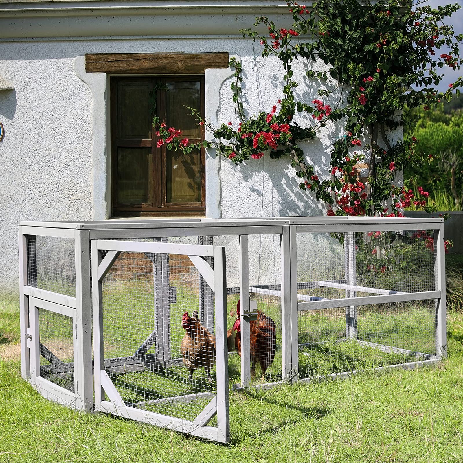 Chicken Run Chicken Coop Walk-in Poultry Cage Hen Run House Rabbits Habitat Cage, Extension Run for Multi Coops Large