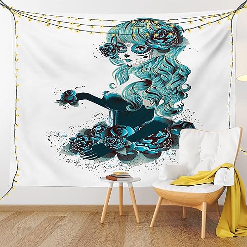 Miniatura 213 de Ambesonne Tapiz gótico, patio con hiedra encantada en la puerta antigua al bosque, colgante de pared ancho para dormitorio, sala de estar, 2-Verde