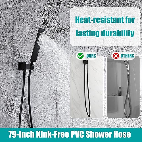 Miniatura 15 de SKOWLL Sistema de cabezal de ducha digital de 12 pulgadas, juego de mezclador de ducha de lluvia para baño, kit de grifo de ducha de montaje