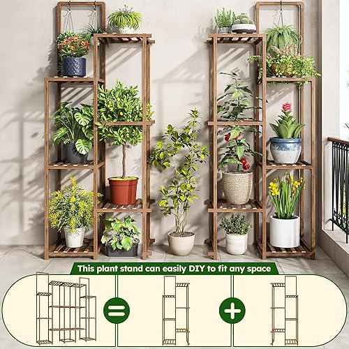Miniatura 6 de EnHomee Soporte para Plantas de Interior para Múltiples Plantas Soporte de Exterior con 18-22 Macetas Barra Doble para Estante Colgante de Plantas