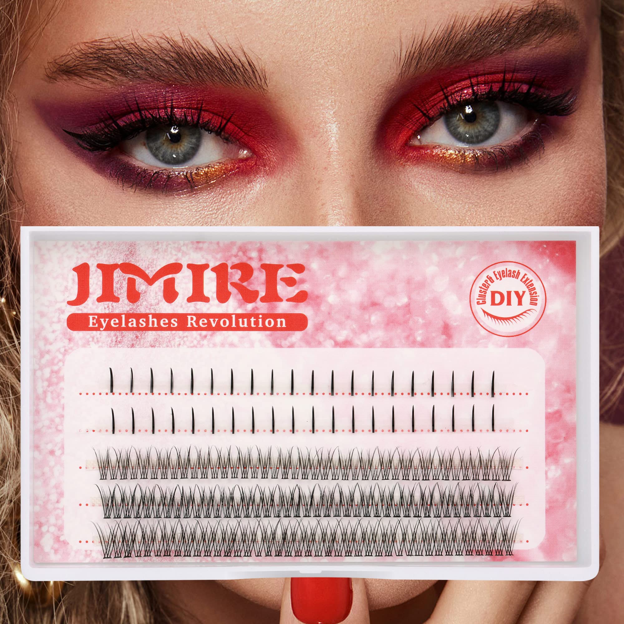 JIMIRECluster Lashes Natural Look 10/11/12mm Length Mixed 0.07mm Thin 2 Styles Mixed Individuals Lashs Look Like Eyelash Extensions Fluffy Fish Tail& Fairy 3D False Eyelashes Multipack
