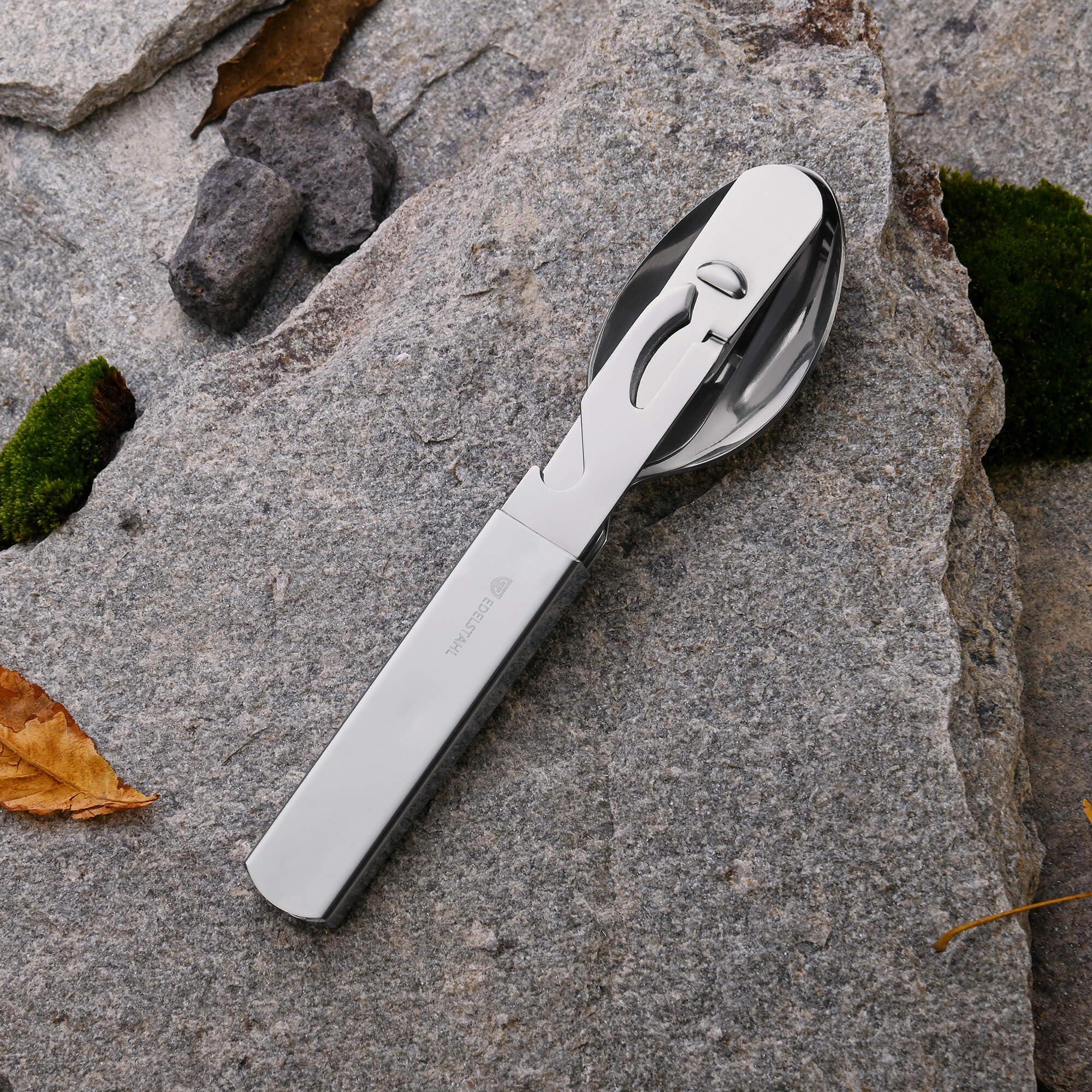 GRÄWE Couverts De Camping 4 Pièces, En Acier Inoxydable, Ensemble Emboîtable Avec Décapsuleur, Ouvre-boîte Et Couteau à Pain