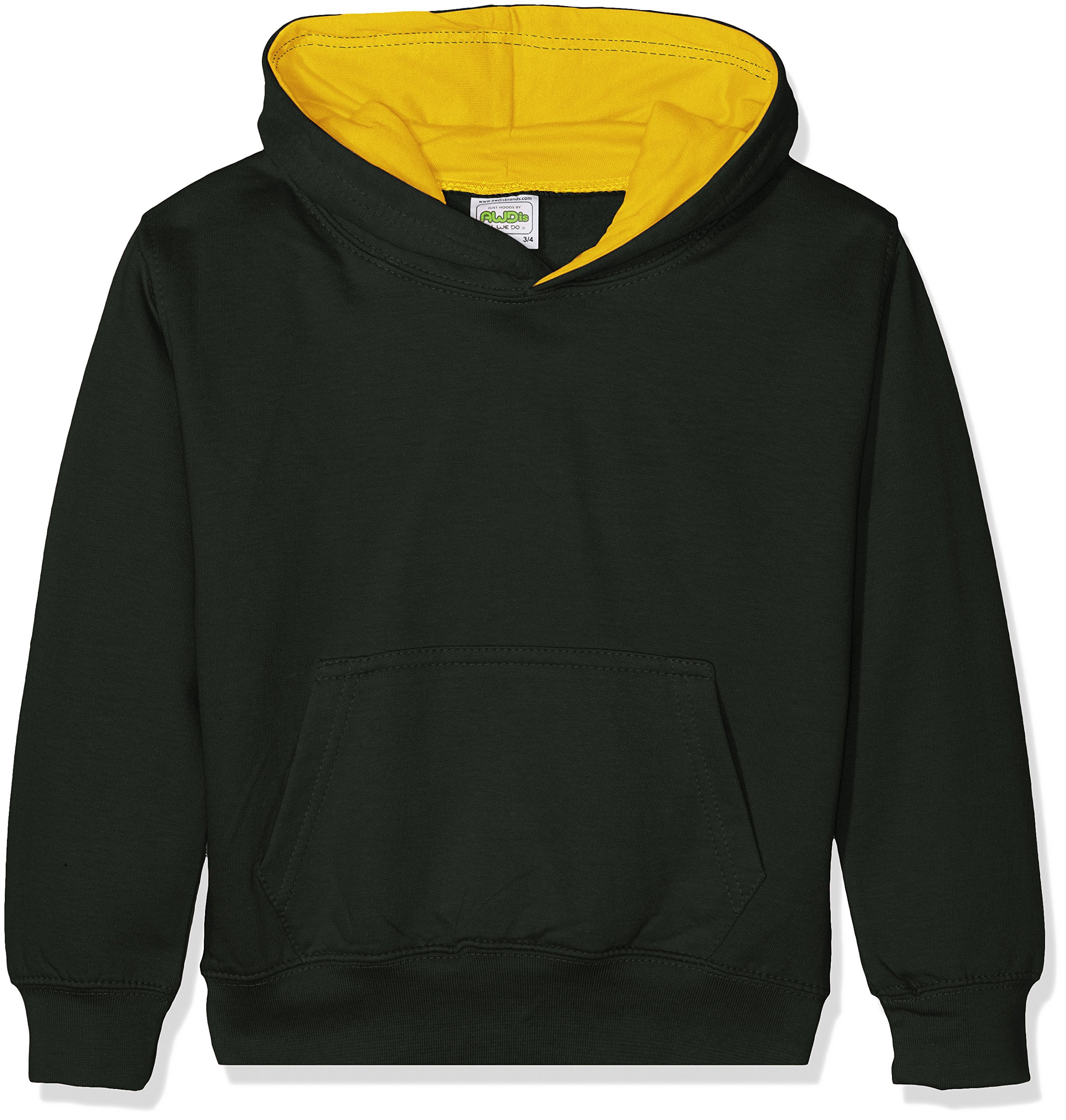 AWDis Boy's KIDS VARSITY HOODIE Hoodie, Multicoloured (Forest Green/Gold), Large (Manufacturer Size: 9/11 Y)