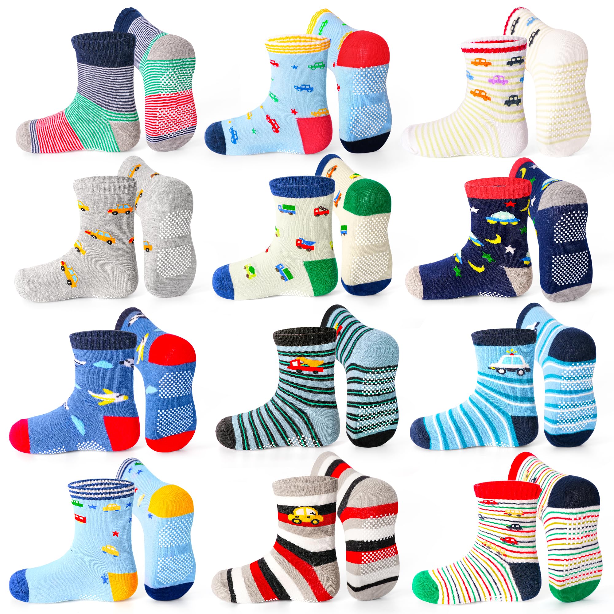ELUTONG Toddler Baby Grip Socks-Cute Kid's Non Slip Socks-12 Pairs Of Baby’s Socks Suitable Baby Kids Aged 1-7 Years — view 10