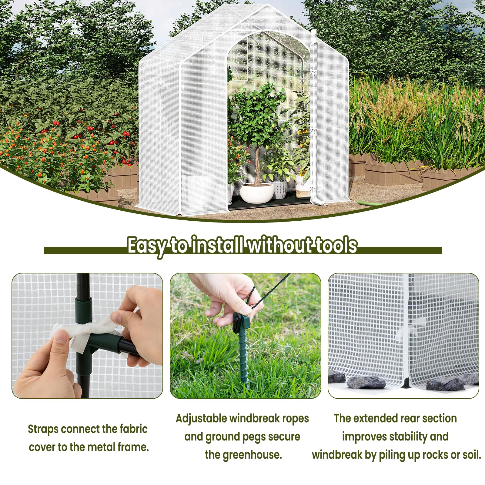 Serra Da Balcone WOLTU Con Porte Avvolgibili - Telo Rete PE 140g/m² Per Piante - Foto 5