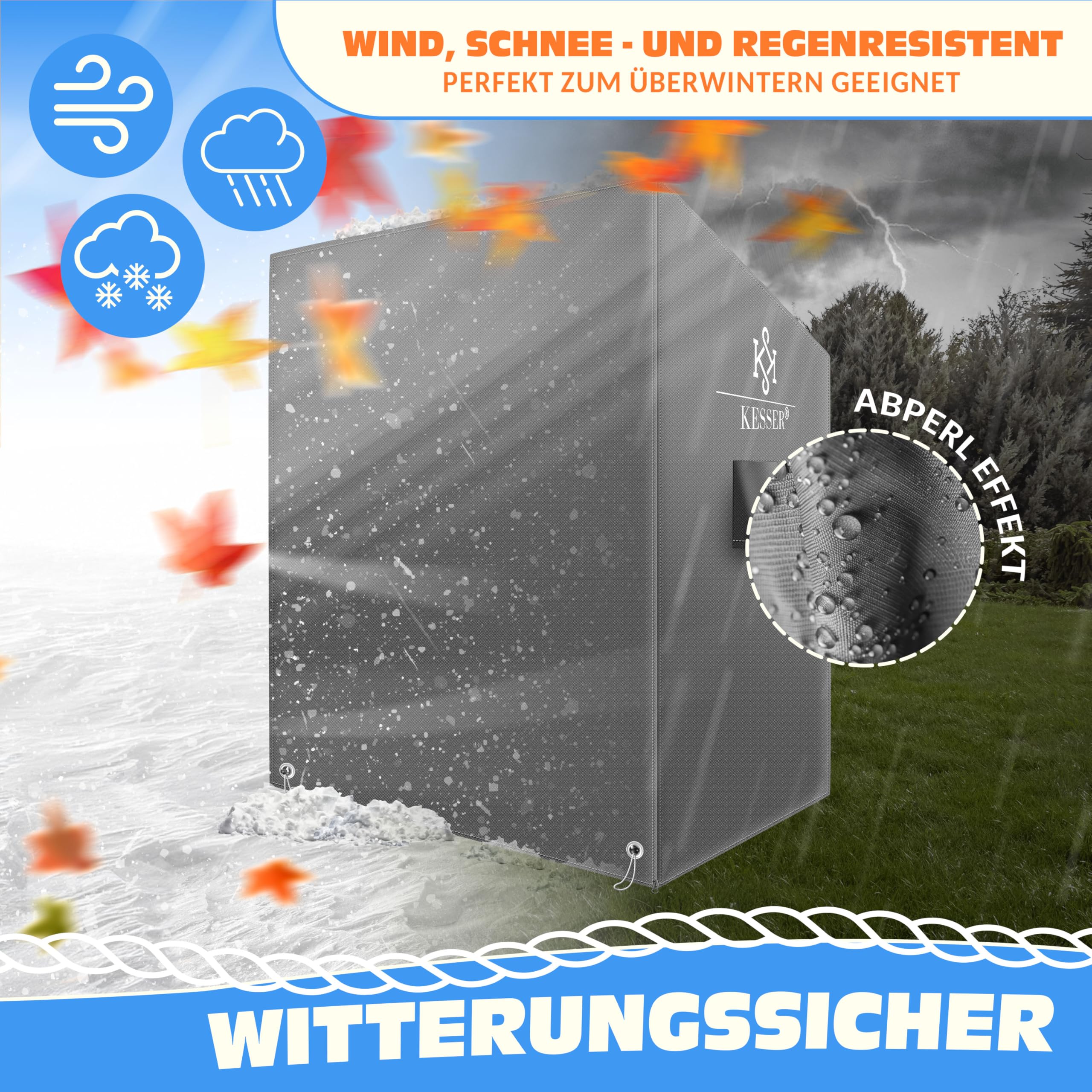 KESSER® Funda protectora premium para sillón de playa con orificios de ventilación, impermeable, resistente al invierno, resistente a los rayos UV, resistente, resistente a desgarros, tejido Oxford