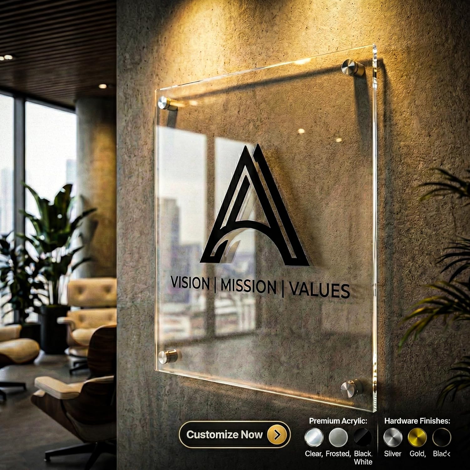 Custom Acrylic Sign for Business Wall - Corporate Lobby Directory & Professional Suite Plaque - Law Firm Office Decor - Letreros Personalizados para Oficinas