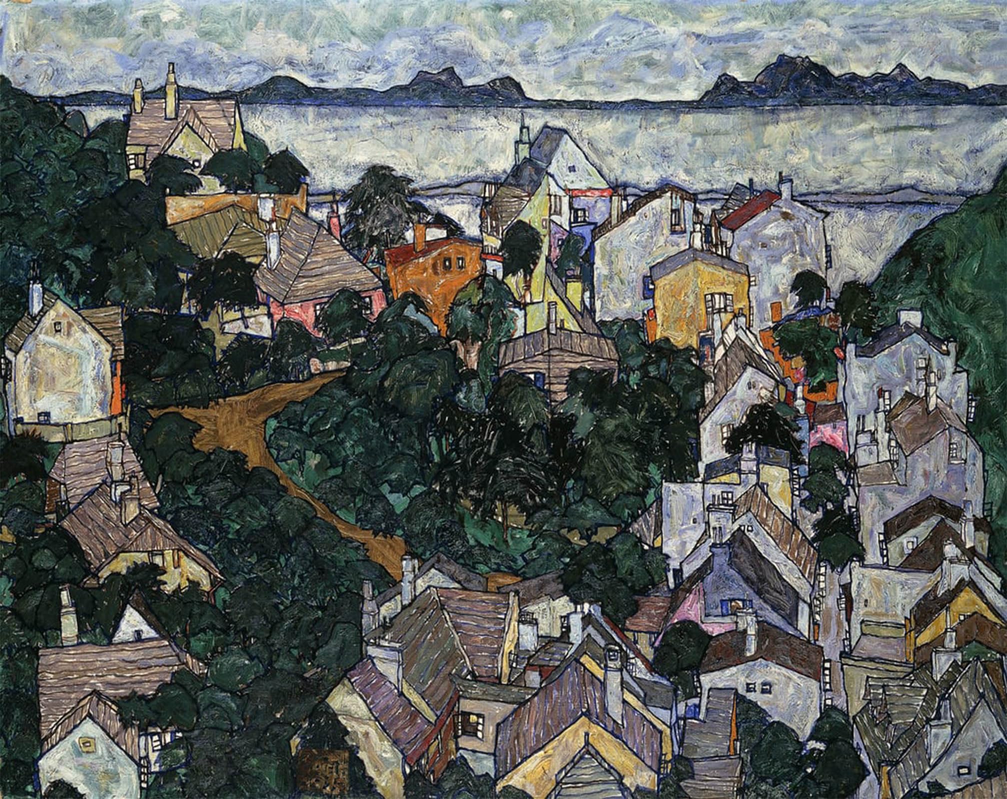 POSTERIIk Vintage Classic Picture Landscape Artwork Summer landscape Summer landscape by Egon Schiele Portrait Canvas Painting for Office Home Decor 60x90cm