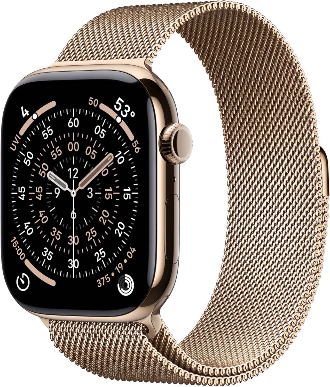 Apple Watch Series 11 [GPS + Cellular 46mm] Smartwatch with Gold Titanium Case with Gold Milanese Loop - S/M. Sleep Score, Fitness Tracker, Health Monitoring, Always-On Display, Water Resistant