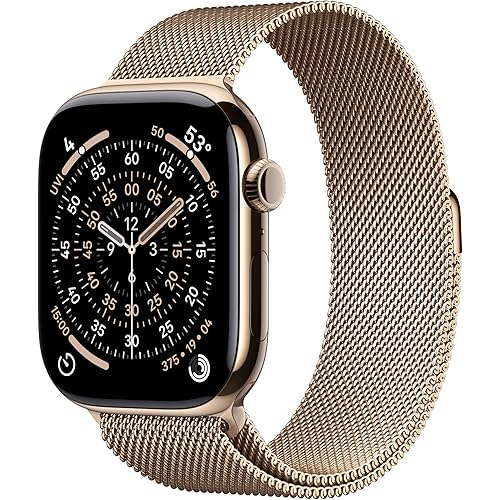 Apple Watch Series 11 [GPS + Cellular 46mm] Smartwatch with Gold Titanium Case with Gold Milanese Loop - M/L. Sleep Score, Fitness Tracker, Health Monitoring, Always-On Display, Water Resistant