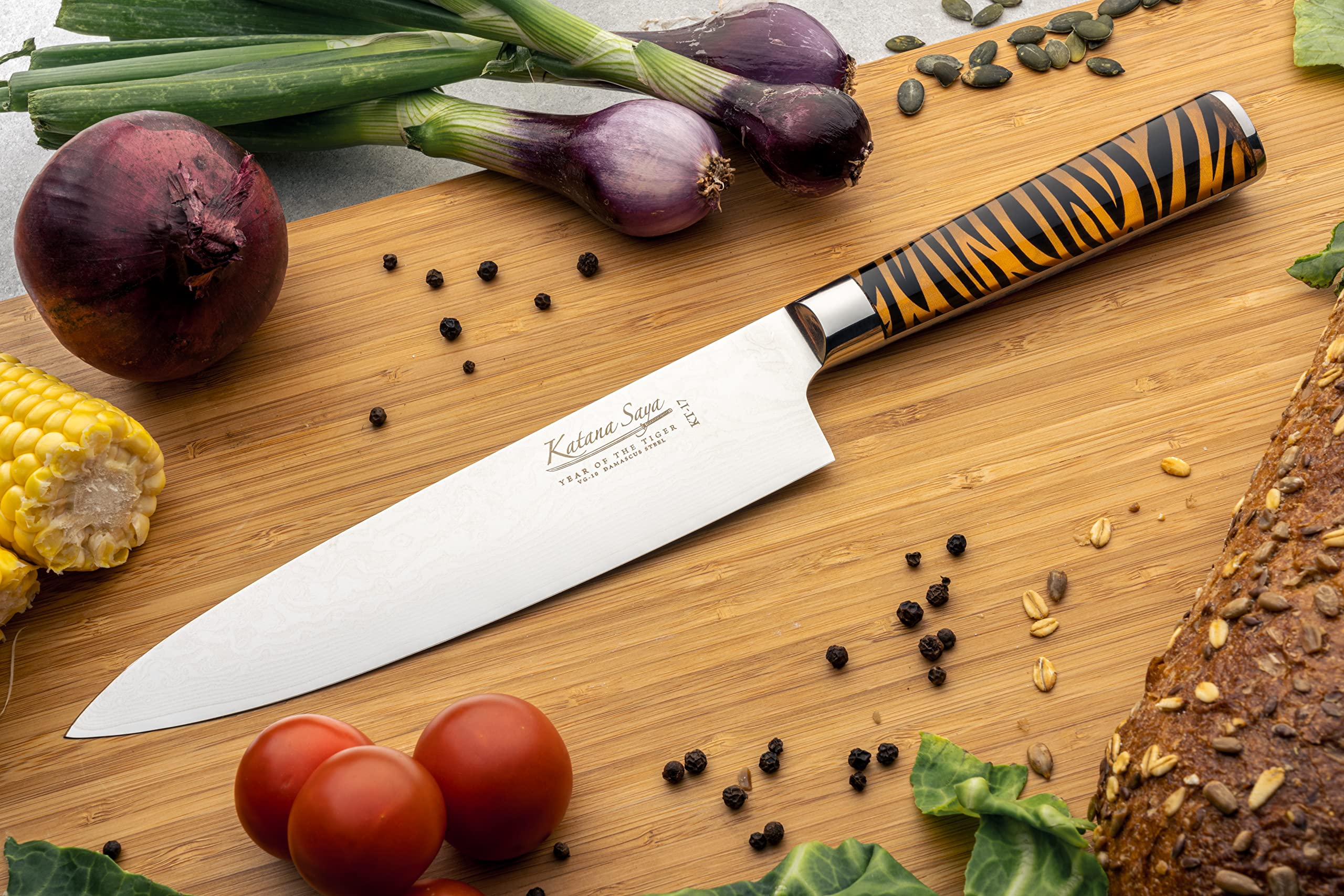 Katana Saya Katana Tiger KT-17 20cm Chef's Knife : Amazon.co.uk
