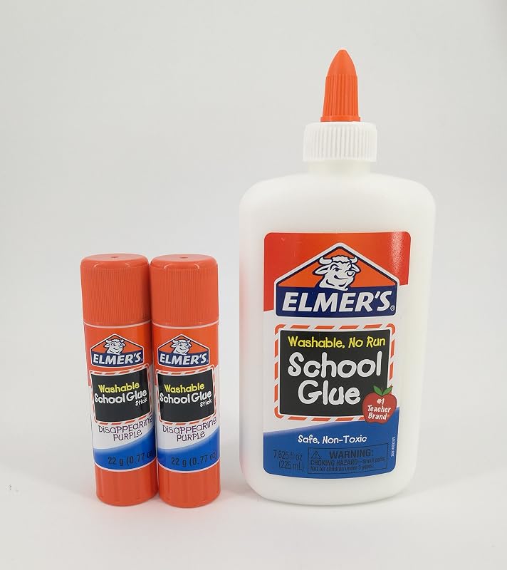 Paquete de pegamento escolar líquido lavable y pegamento escolar púrpura que desaparece de Elmer's (grande)