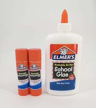 Elmers Washable Liquid School Glue and Disappearing Purple Elmers School Glue Stick Bundle Big