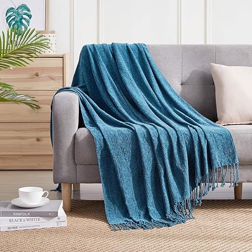 Bourina - Manta de chenilla con flecos decorativos para sofá o silla (50 x 60pulgadas)