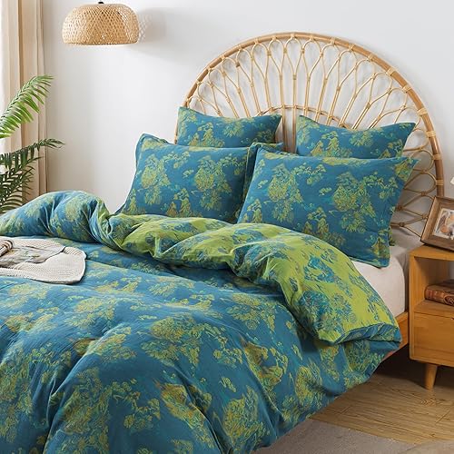 Miniatura 10 de Softta Juego de ropa de cama con estampado de cachemira vintage, juego de funda de edredón de 3 piezas, 100% algodón lavado, hilo de doble capa,