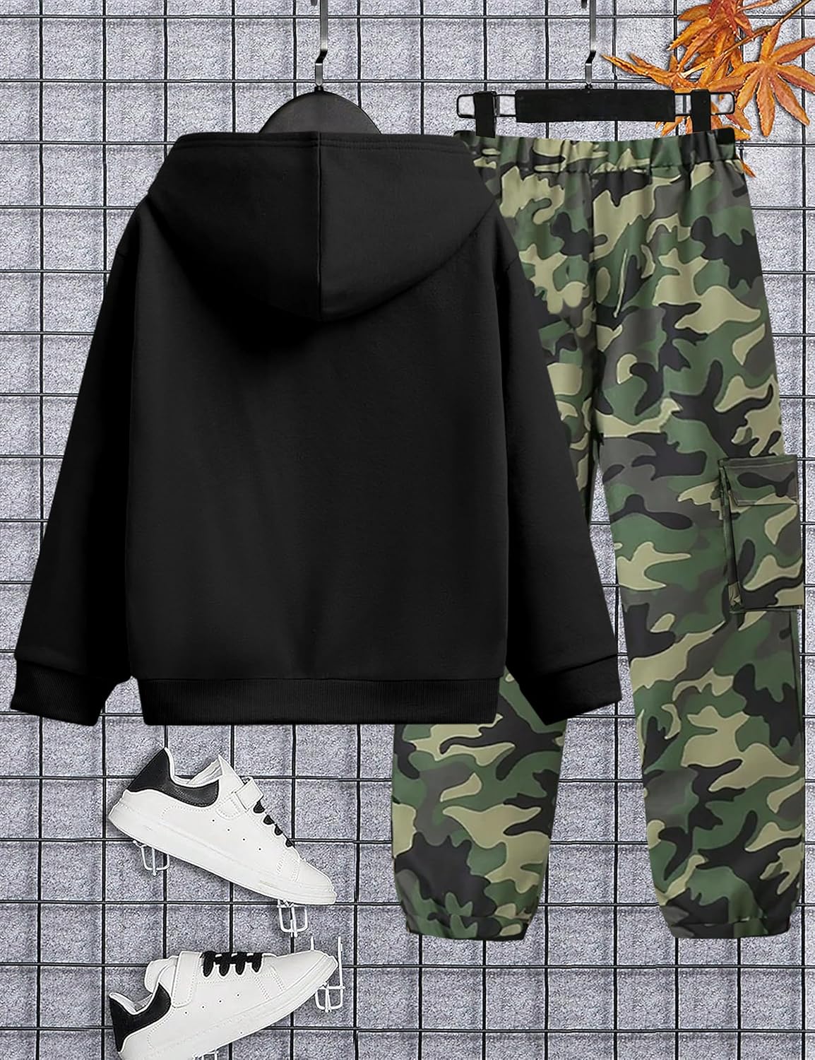 KANGKANG Boys Clothes Two Piece Long Sleeve Hooded Sweatshirt Top Camouflage Sweatpants Fall Outfits Winter Clothes Set 6-16Y - Image 7
