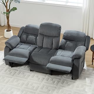 Jocisland Reclining Couch, Power Reclining Sofa with Dual Wingback, 3 Seater Recliner Sofa, Recliner Couches for Living Room(Dark Gray)