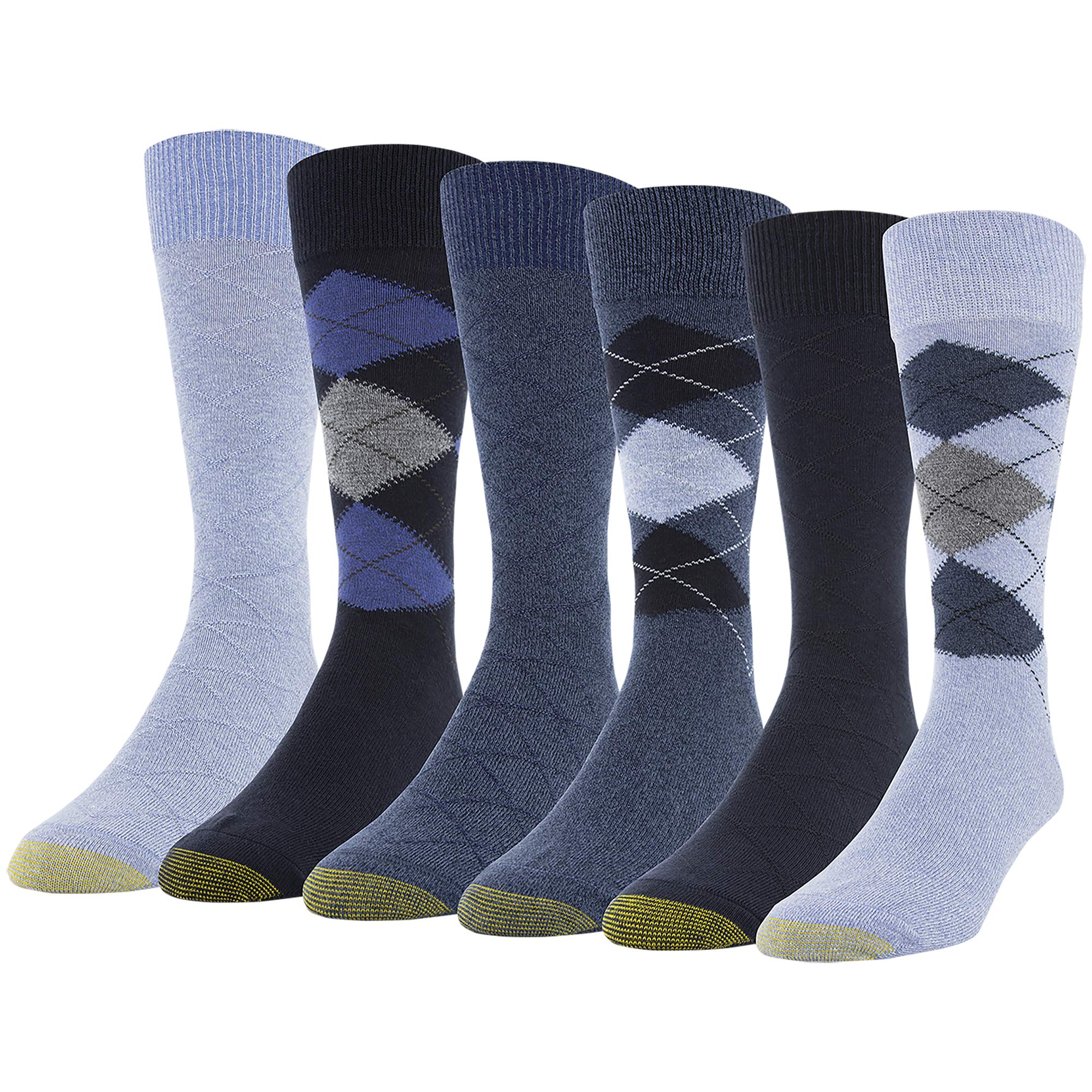 GOLDTOEGOLDTOE mens Campbell Argyle Crew Dress Socks, 6-pairs
