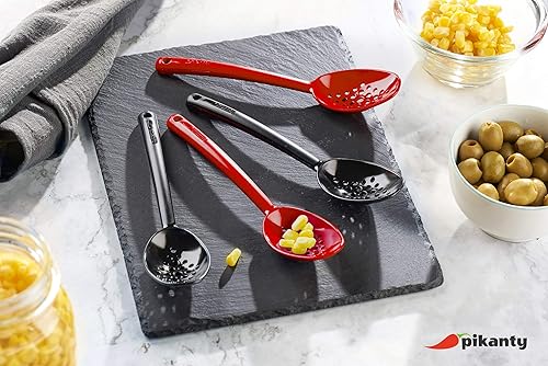 Vista 18 de Pikanty - Cucharas pequeñas ranuradas de 7 pulgadas para servir y un fácil drenaje de líquidos Fabricado en Estados Unidos