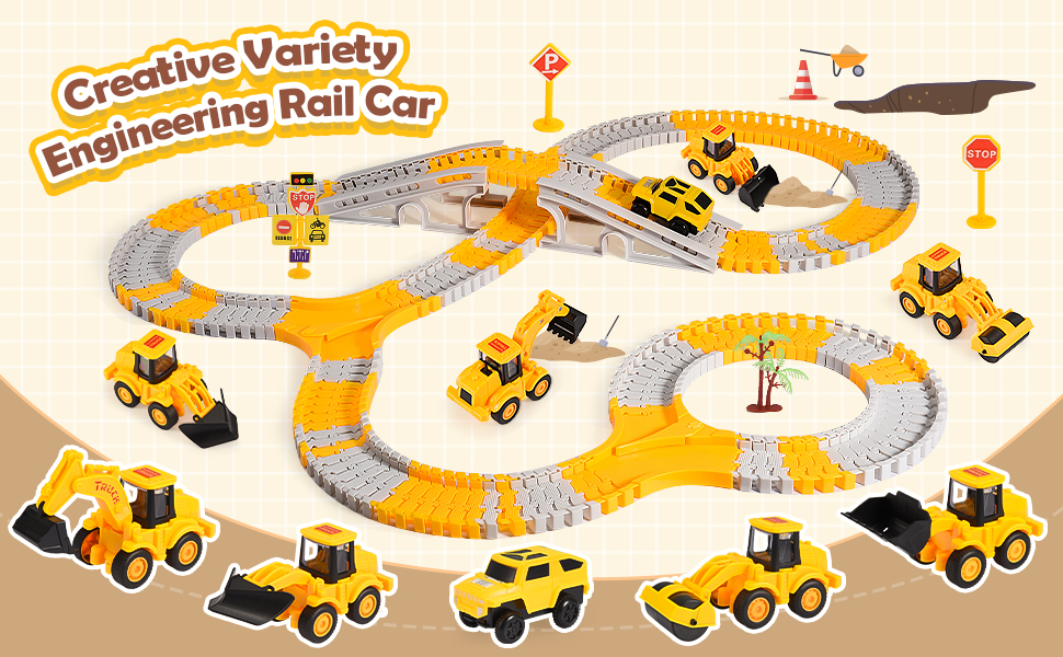 Adeokay Jouet circuit de course pour garçons, cadeau d'anniversaire 3-9 ans, pelleteuse