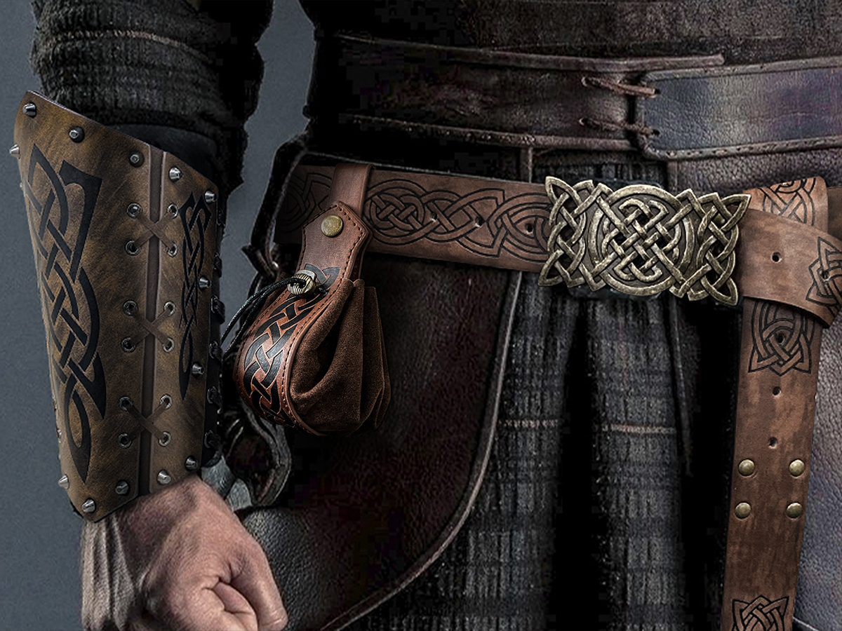 HiiFeuer Marsupio Medievale In Pelle PU: Borse Da Fianco Per Escursioni, Fiere Rinascimentali E Cosplay (Marrone/Nero) - 2