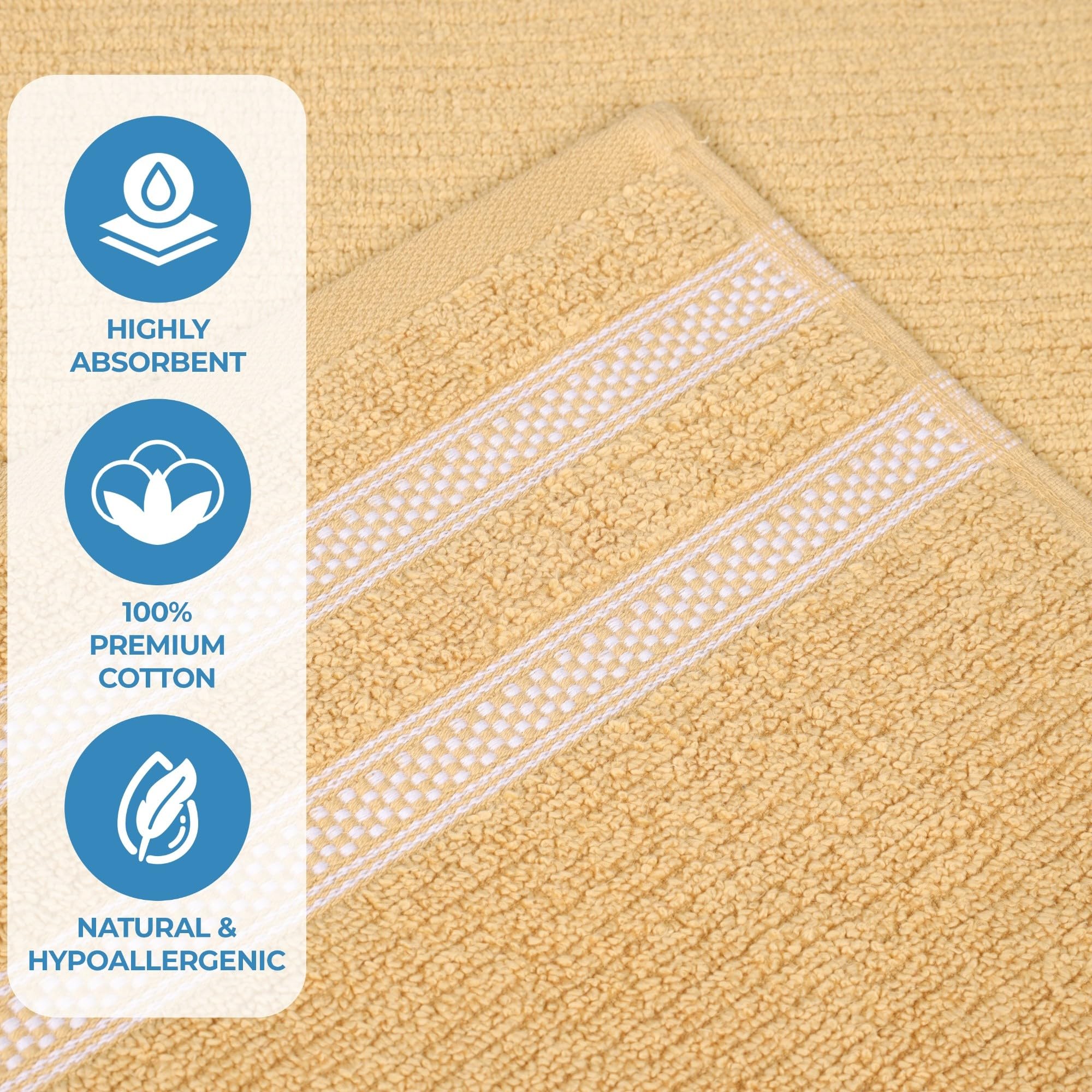 Superior Set di asciugamani in cotone, Zero Twist, geometrici a costine, piccoli asciugamani, morbidi e assorbenti, essenziali per la casa, spa, salone, hotel, cucina, lusso ad asciugatura rapida, set