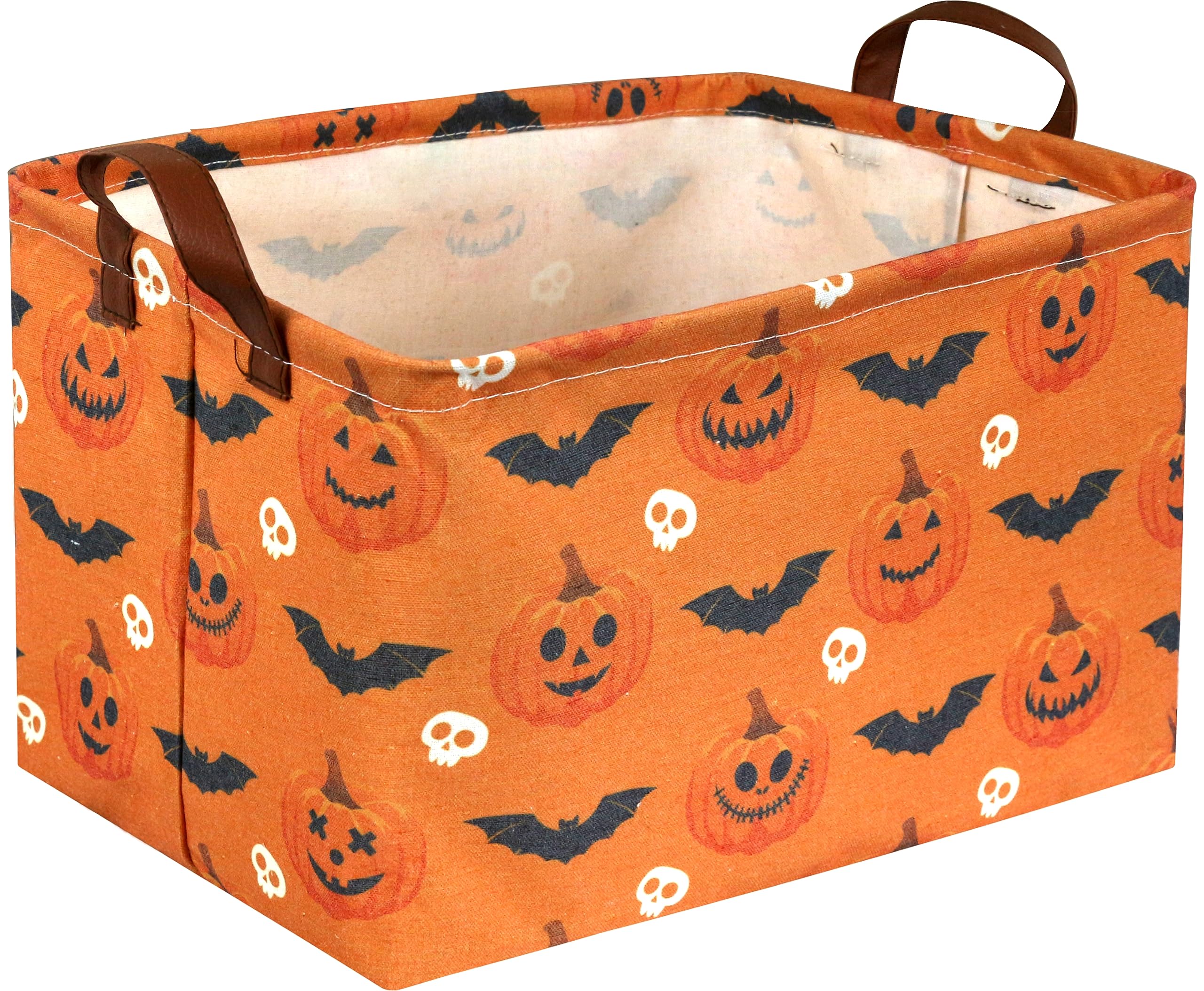 Rectangular Halloween Baskets,Pumpkin Basket for Kids with Handles. Candy Basket,Books Bins. (Halloween Pumpkin)