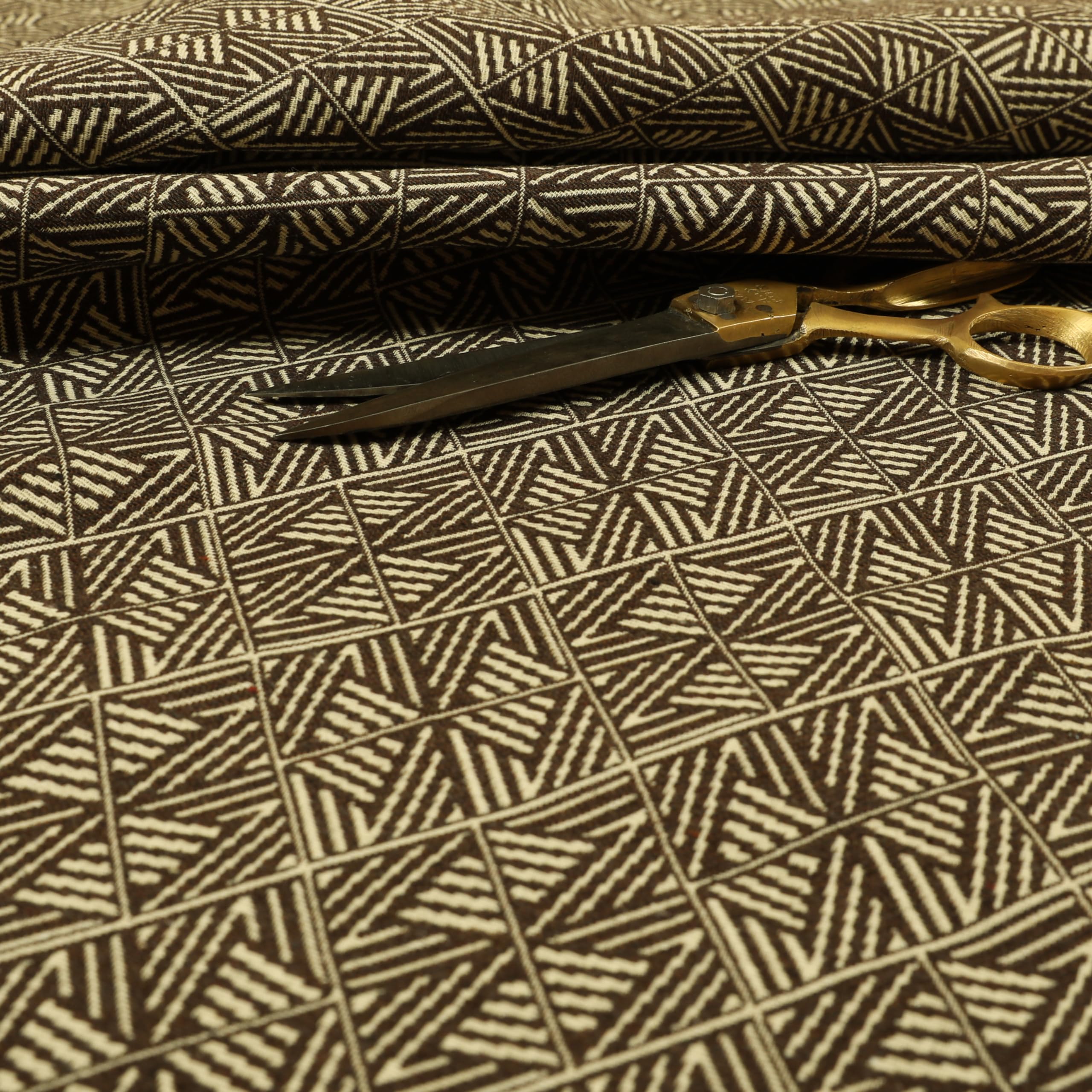 Redbrick Mill Fabrics Flame Retardant Semi Plain Pattern Chenille Textured Brown Colour Curtain Upholstery Fabric (Per Metre)