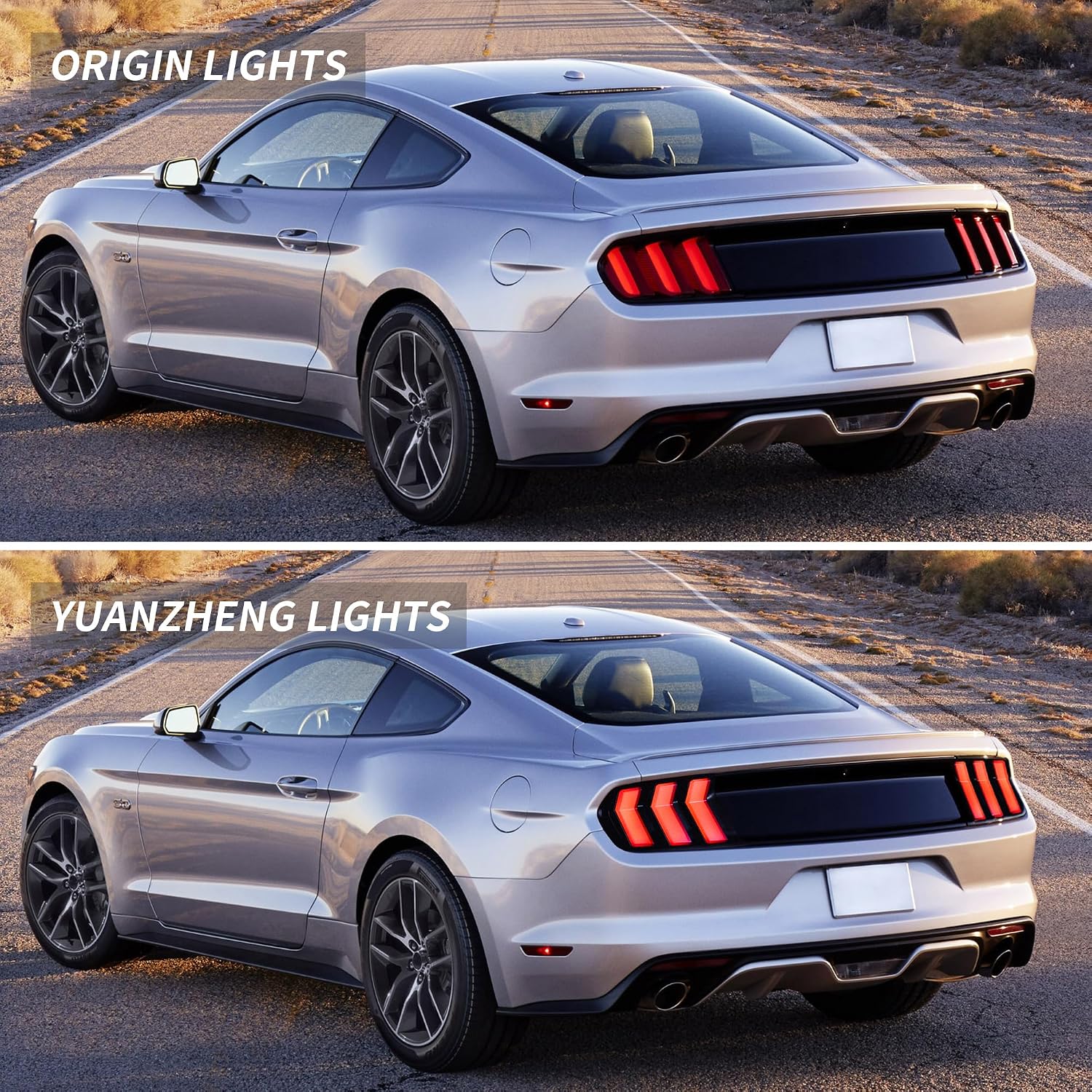 VLAND LED Tail Lights Compatible For Ford Mustang 2015-2023 6th Gen (Sixth generation), With Five Modes Sequential Turn Signal, Driver & Passenger Side, Red Lens Style