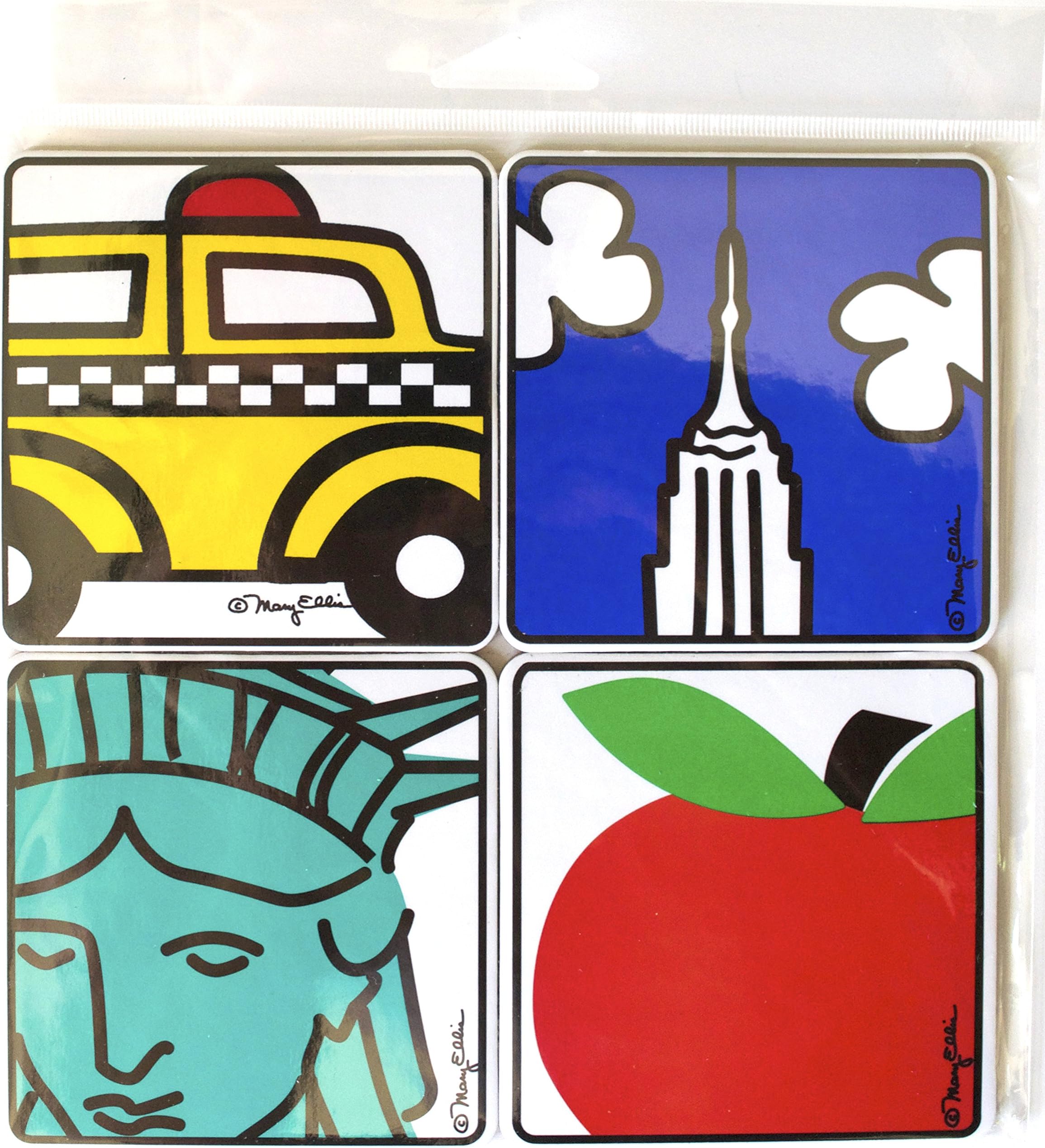 Set of 4 Coasters New York NY Souvenir Drink Coaster Set