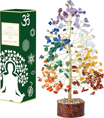 Crocon 7 Chakra Crystal Tree Gemstone Money Tree Meditation Tree of Life
