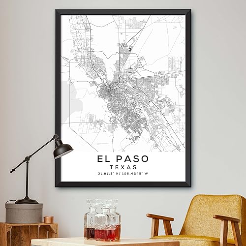 Mapa de El Paso, Texas, Light 2 (16x20)