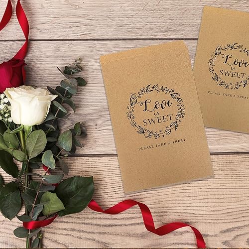 Miniatura 3 de FRIDAY NIGHT 50 bolsas de bufé de dulces, bolsas de papel marrón Kaft, bolsa rústica, buena para aperitivos o bufés de galletas, por favor, toma un