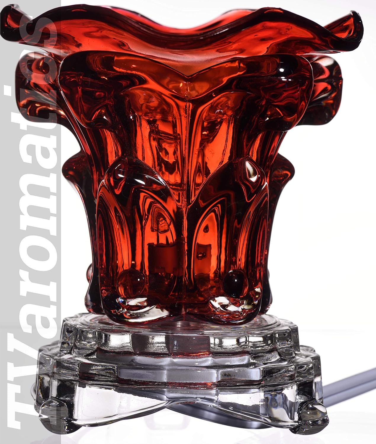 TVaromatics Red Glass Electric Aroma Lamp Oil and Wax Tart Warmer