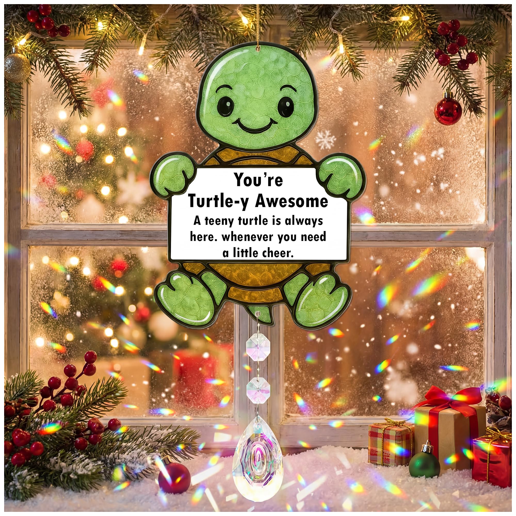 Funny Positive Turtle Suncatcher with Crystal – Small Inspirational Sea Turtle Gift for Women, Men – Birthday, Mother’s Day, Graduation, or Teacher Appreciation Gift-image-44