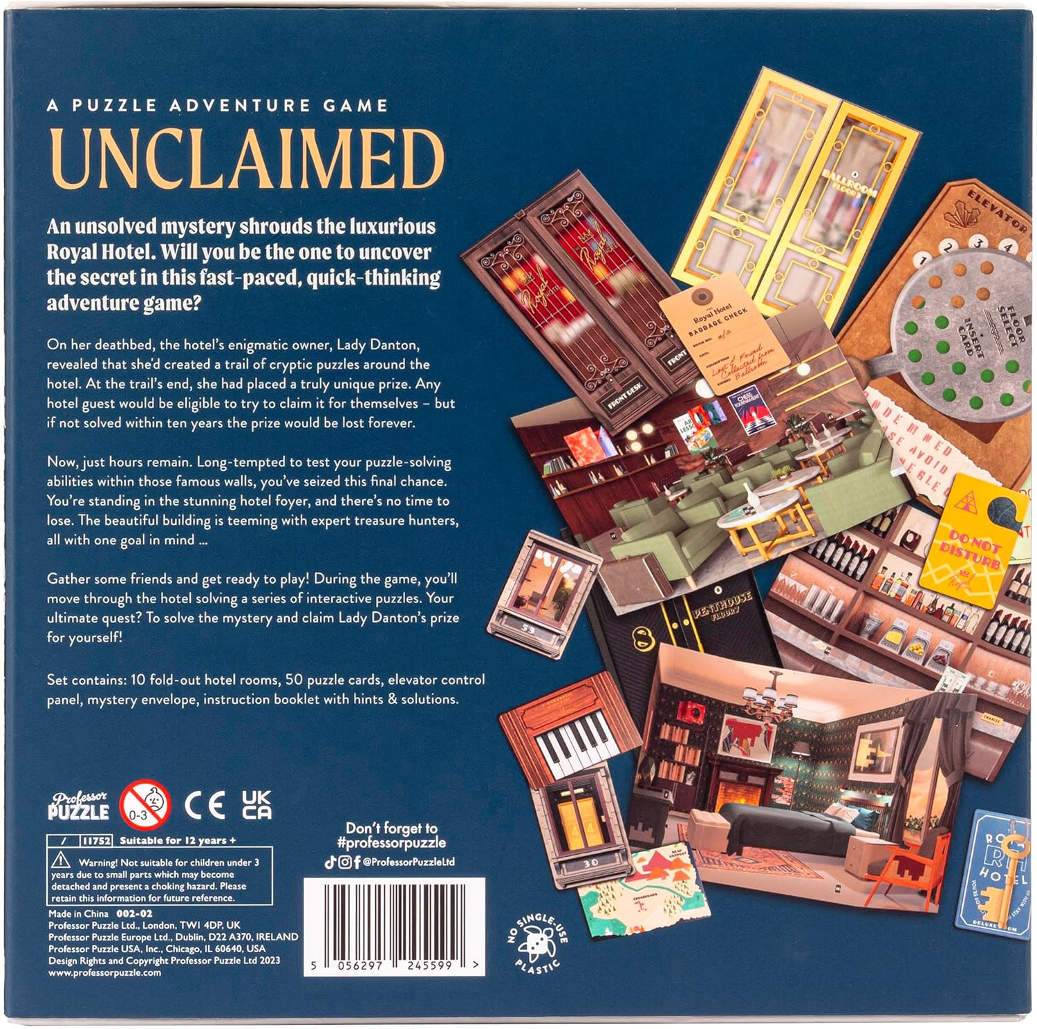 Professor Puzzle: Unclaimed: The Mystery of The Royal Hotel - A Puzzle Adventure Game, Fast-Paced Treasure-Hunt Investigation, Ages 12+, 1-4 Players