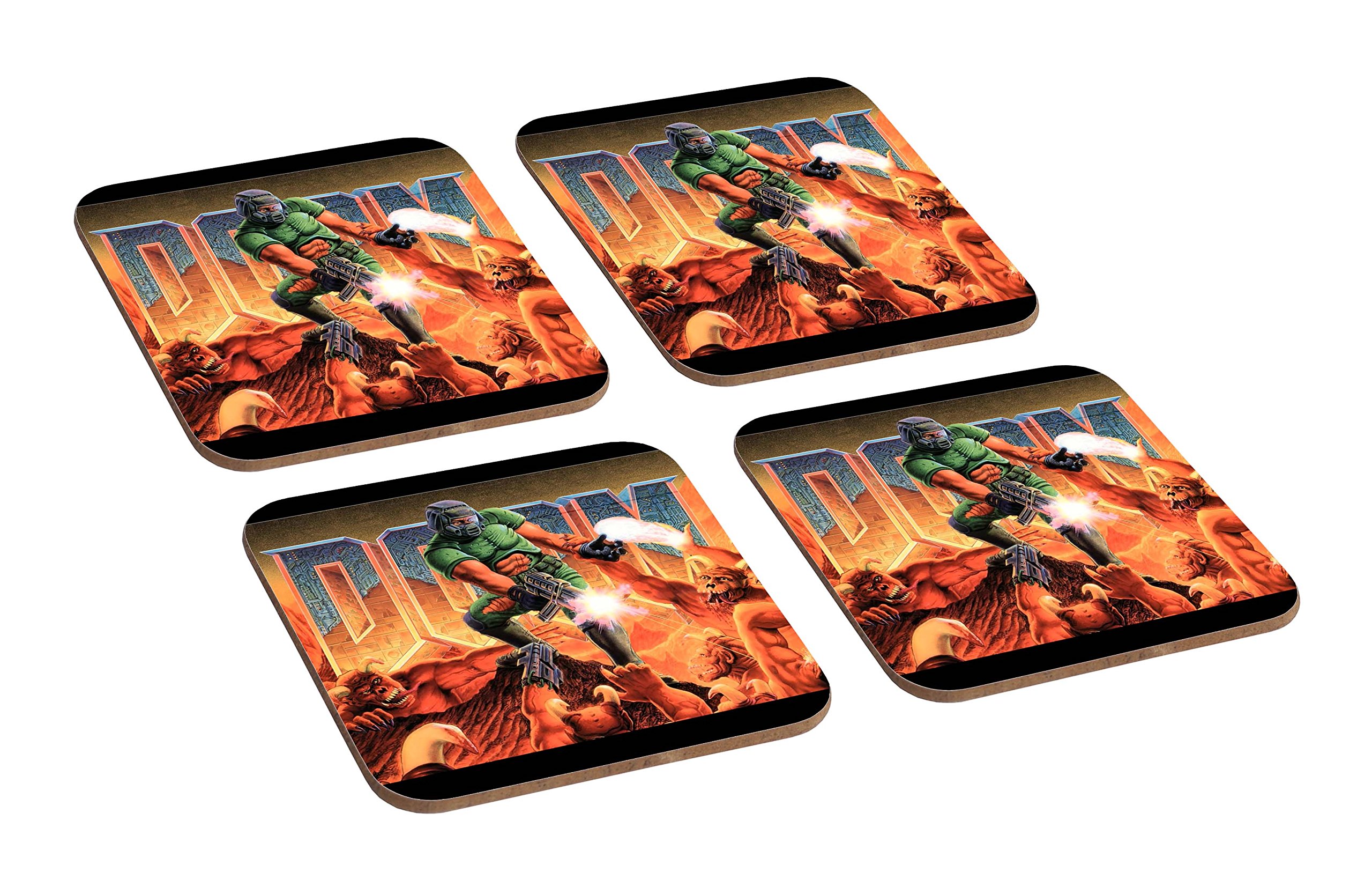 Mugmart Doom 4 Piece Wooden Coaster Set