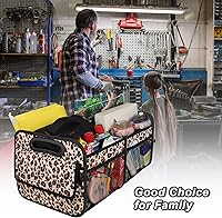 Vista 21 de Deosk - Organizador de auto para SUV, almacenamiento de maletero con 6 bolsillos grandes con poliéster impermeable, accesorios de auto