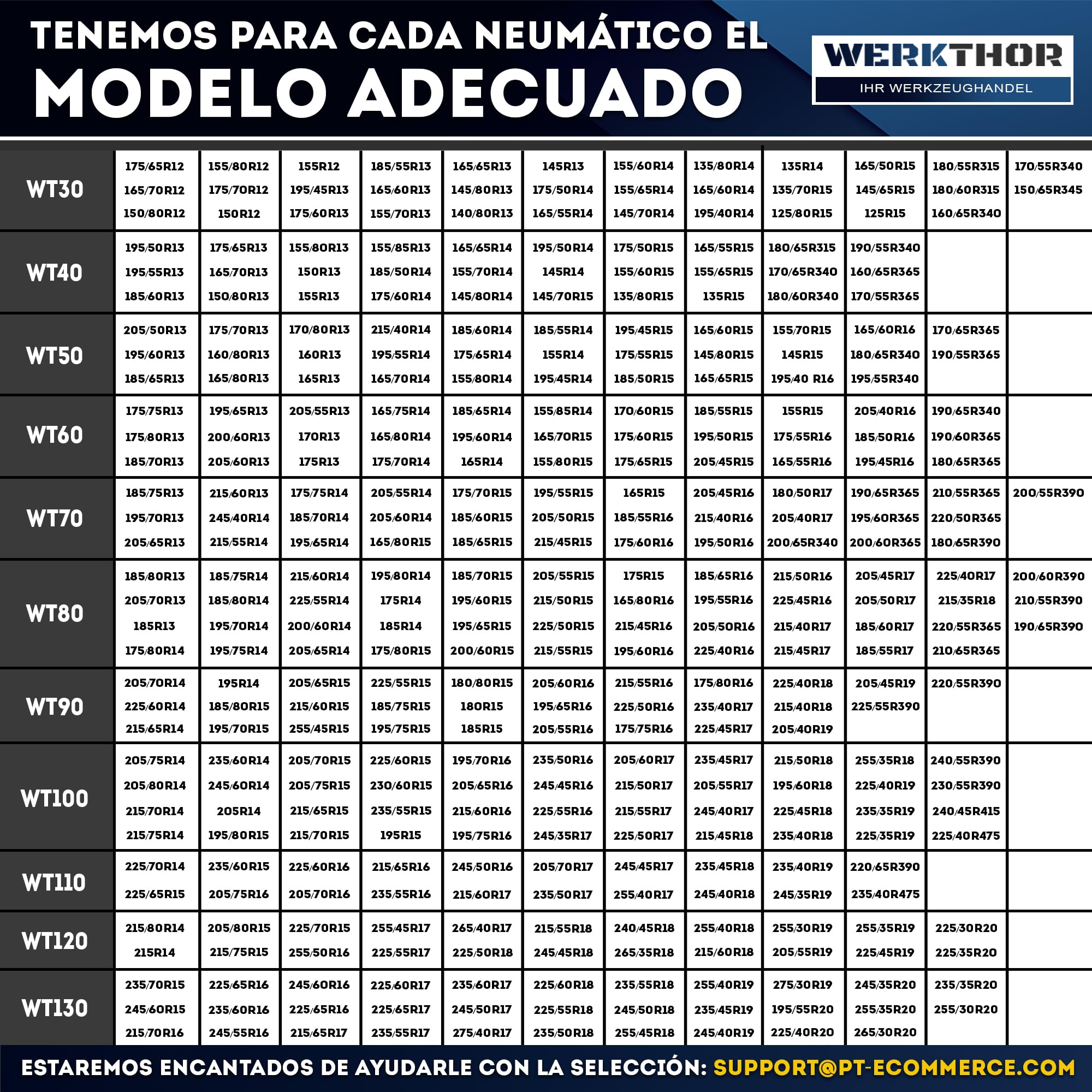 WERKTHOR 2x Cadenas de Nieve para Coche - Cadenas para Autos Certificadas - Máximo Agarre y Montaje Fácil - Cadenas Metálicas para Nieve - Para Diversas Medidas de Ruedas