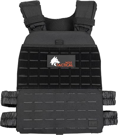 Wolf Tactical Adjustable Weighted Vest for Men & Women - Rucking, Workout, Running, Walking & CrossFit Weight Vest for Strength Training & Fitness (Black)