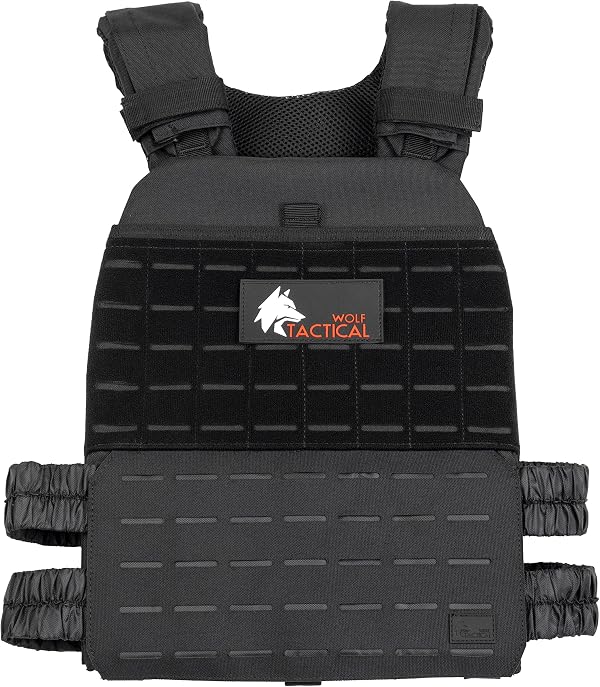 Wolf Tactical Adjustable Weighted Vest for Men & Women - Rucking, Workout, Running, Walking & CrossFit Weight Vest for Strength Training & Fitness (Black)