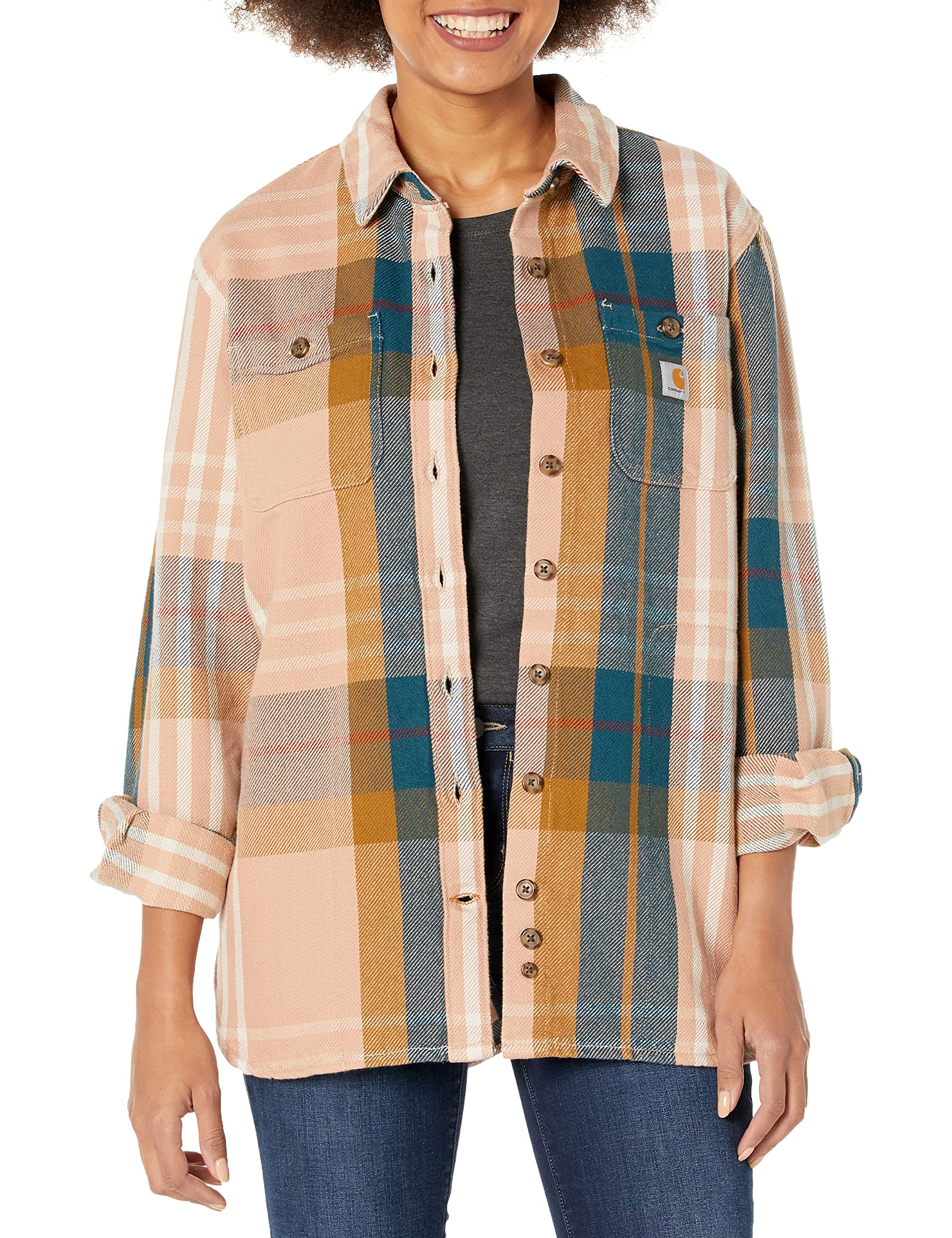 Carhartt Herren Loose Fit Schweres Twill Langarm Plaid Shirt