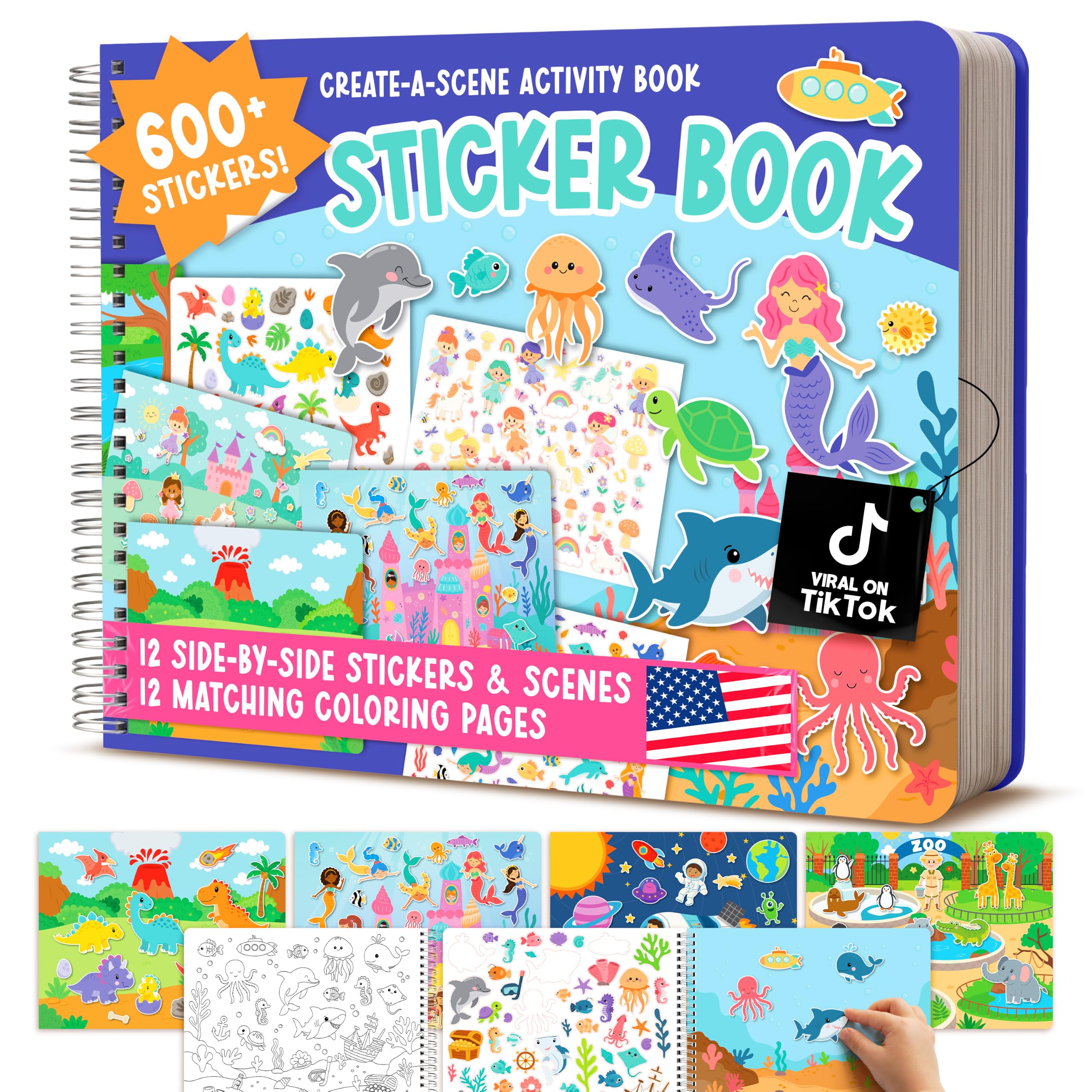 Sticker Book for Toddlers 2-4 Years - Activity Books for Kids Ages 3-5, Kids Sticker Activity Pages, Fine Motor Skills Learning, Fun Travel Activities for Toddler Girls and Boys Book