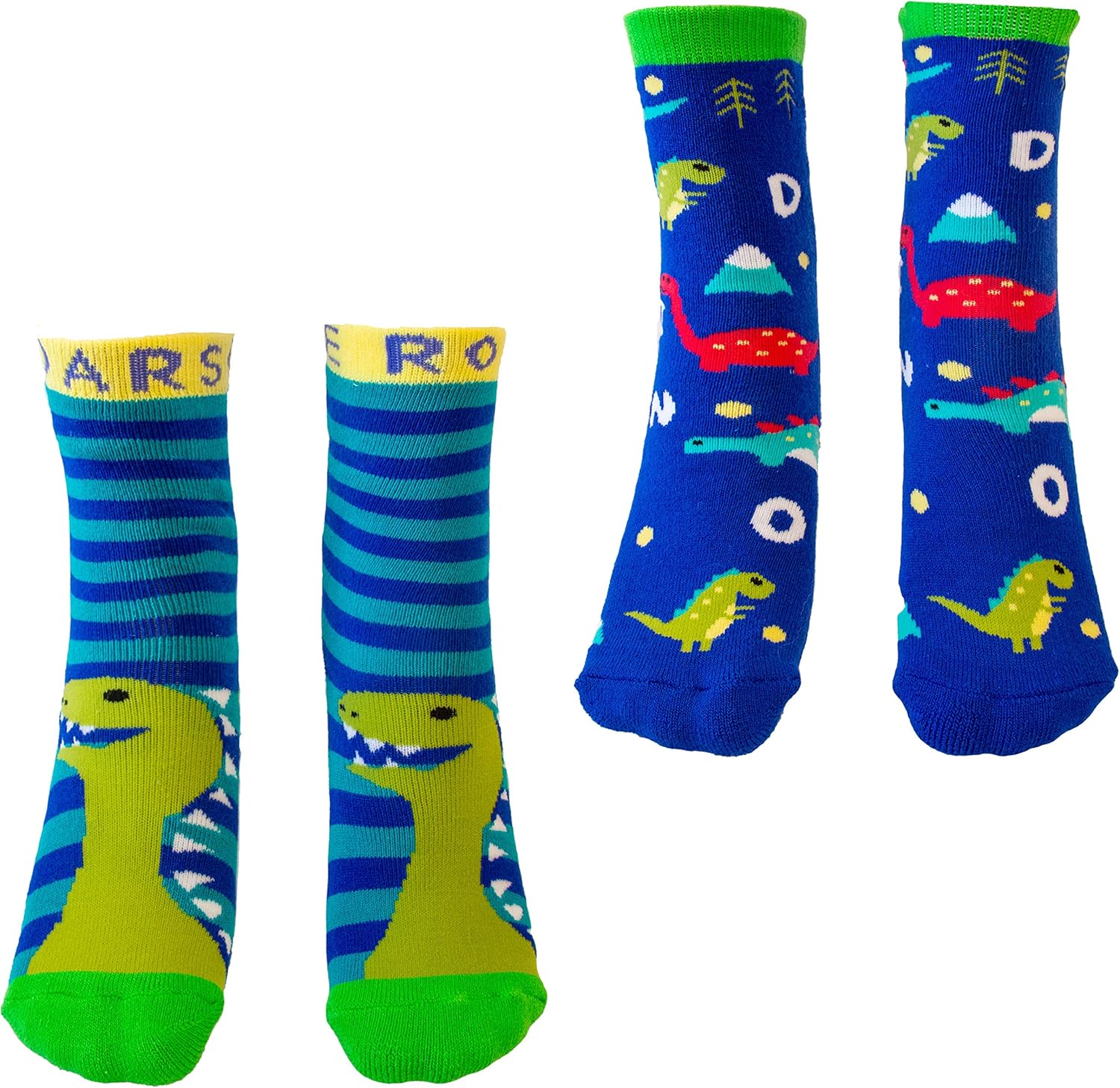  | totes Girls Boys Kids Cozy Warm Soft Toddler Child Slipper Sock with Non-Slip Grips and Fun Cute Dino/Unicorn design, 2 Pack | Slippers