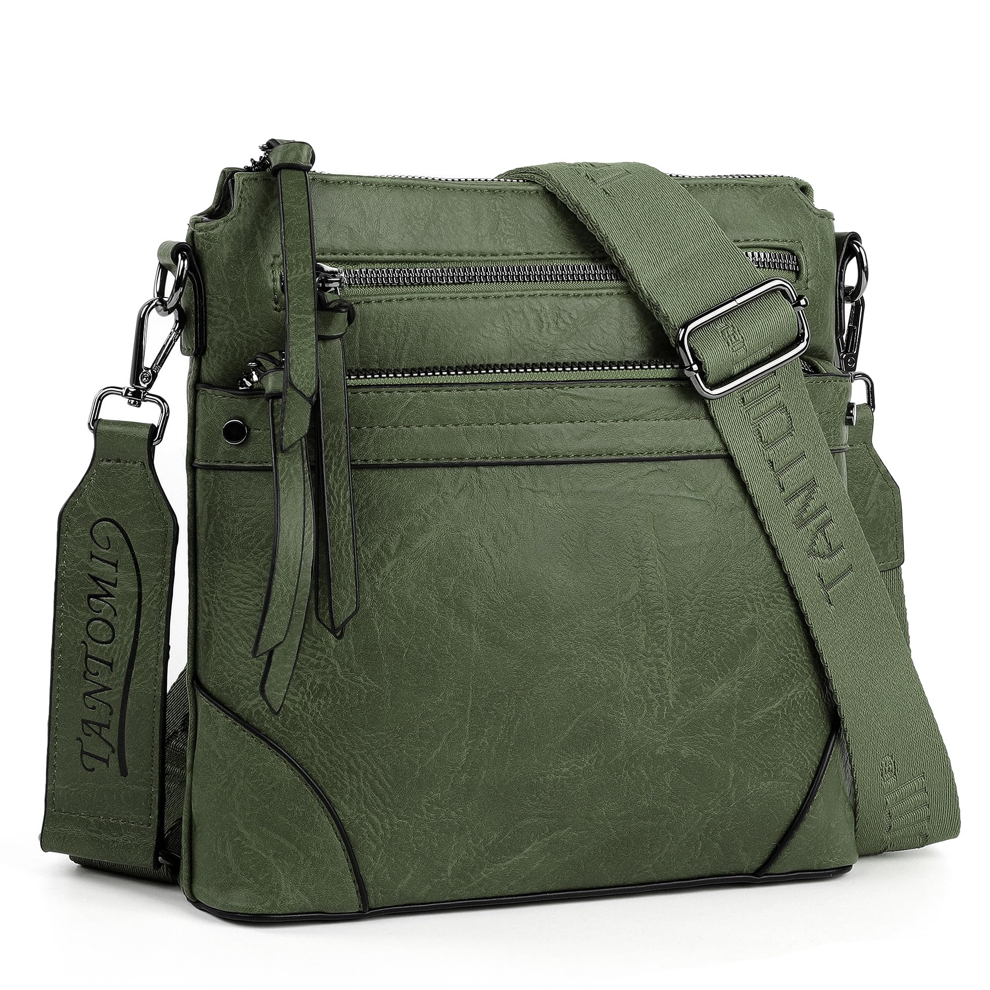 TANTOMI Damen-Umhängetasche, übersichtliche Tasche mit vielen Fächern und verstellbarem Riemen für den Alltag und den Weg zur Arbeit