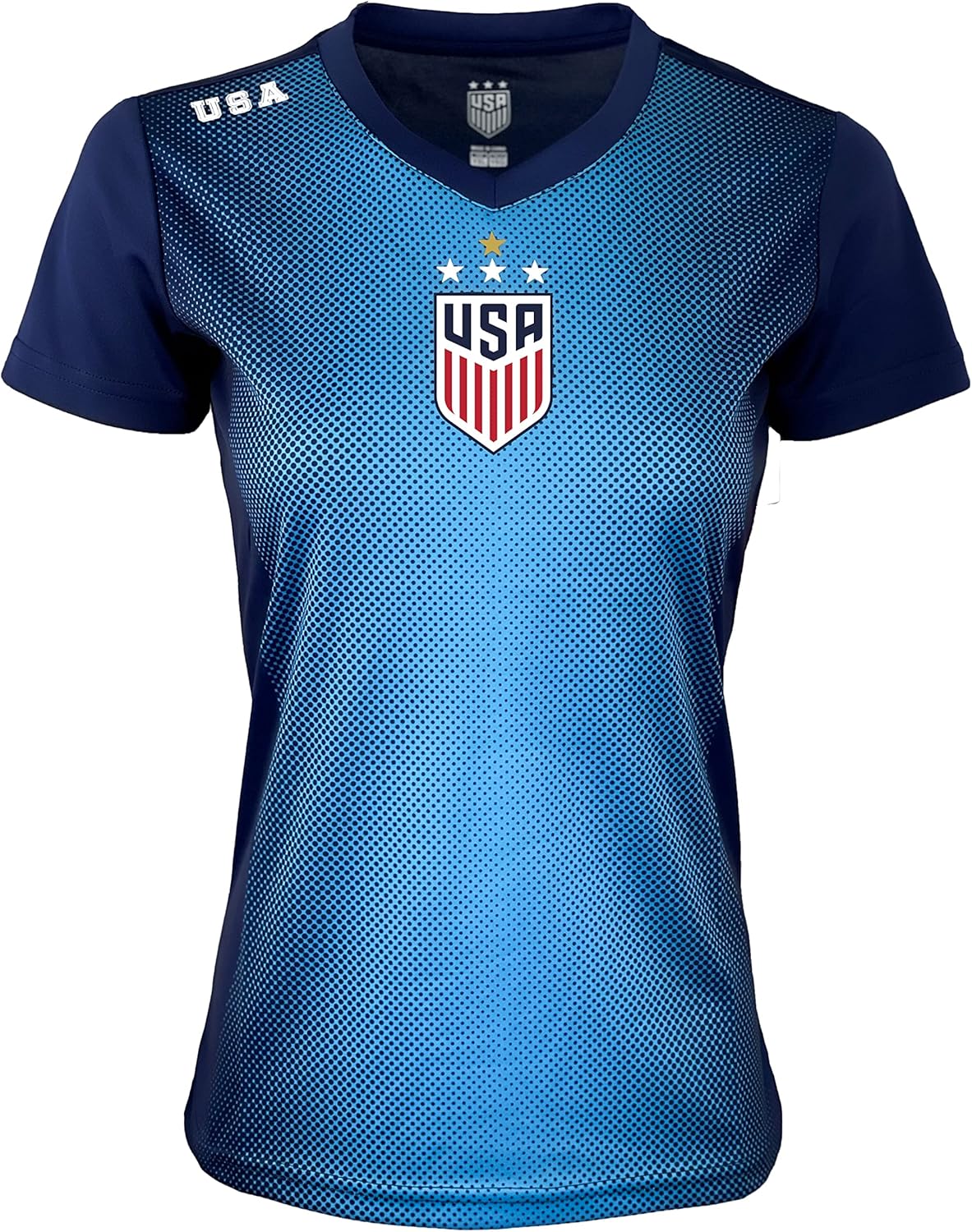 Icon Sports Official Licensed U.S. Soccer Women's Performance USWNT Gameday Shirt, Fitted Short Sleeve Shirt | Blue, X-Large - Image 2