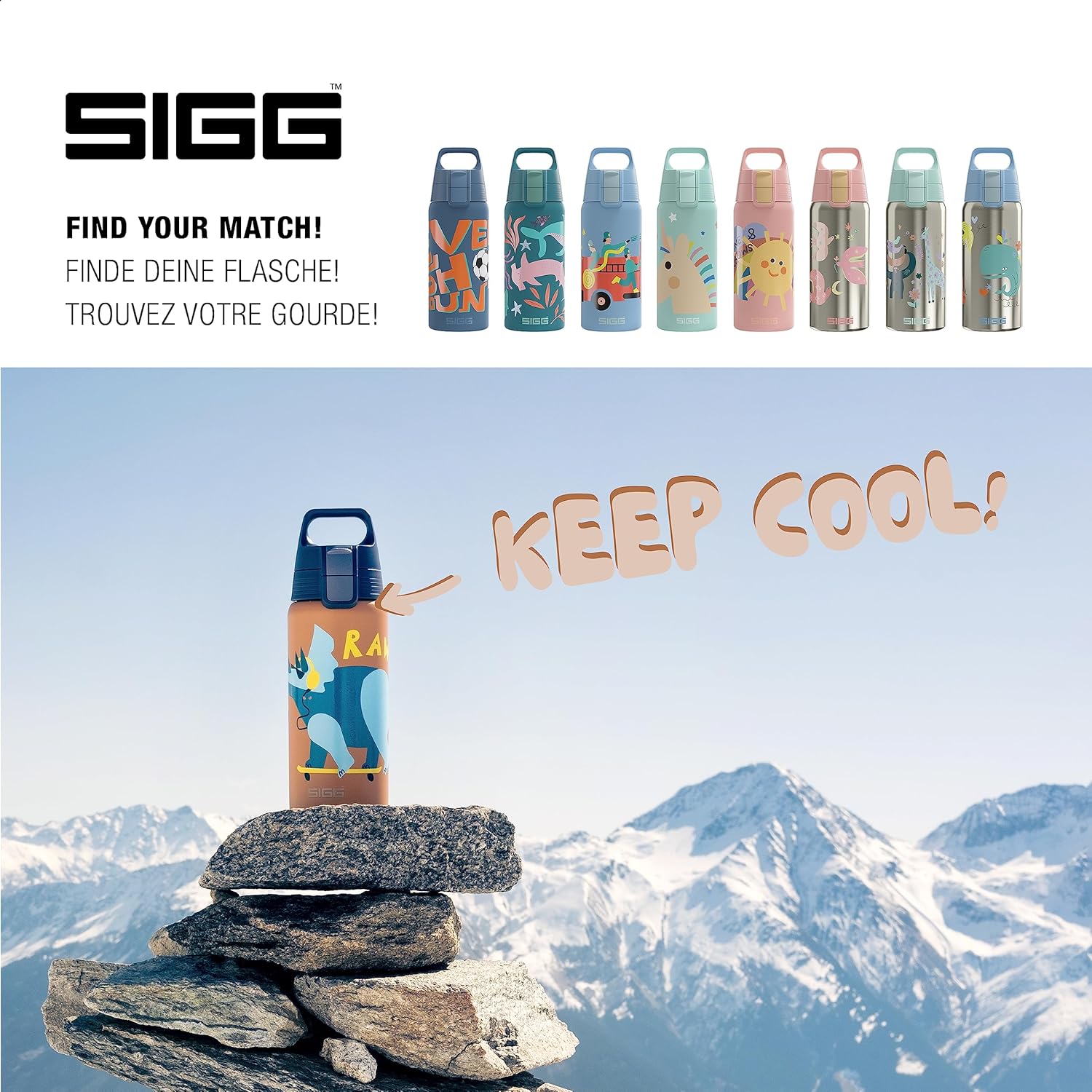 SIGG - Insulated Kids Bottle - Shield One Therm - For Carbonated Beverages - Dishwasher Safe - Stainless Steel - 17 Oz