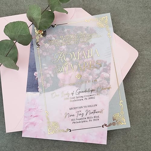 Juego de 10 invitaciones de quinceañera con marco de lámina dorada, invitación con foto personalizada, invitación de Mis Quince Anos, invitaciones disponible en Yaxa Colombia