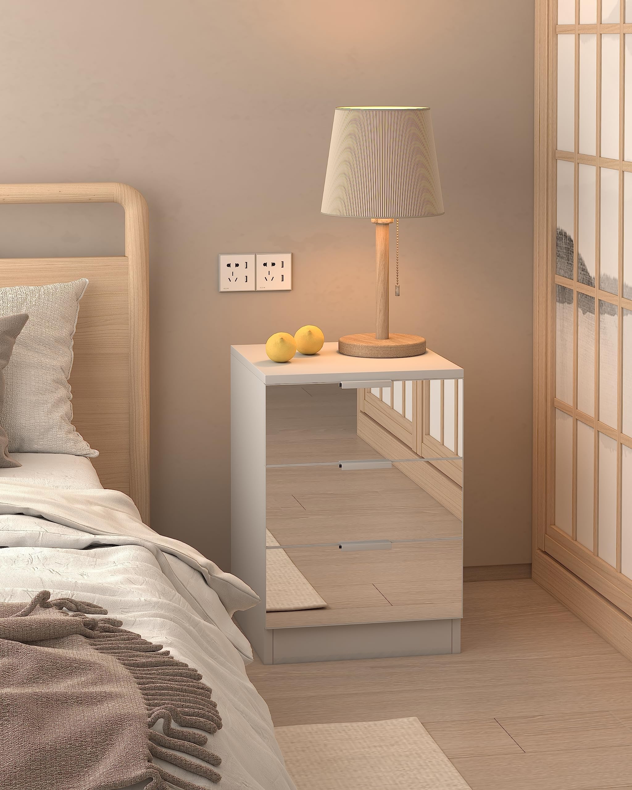 Melody Maison Bedroom Set, Pair of Mirrored 2 Drawer Bedside Tables